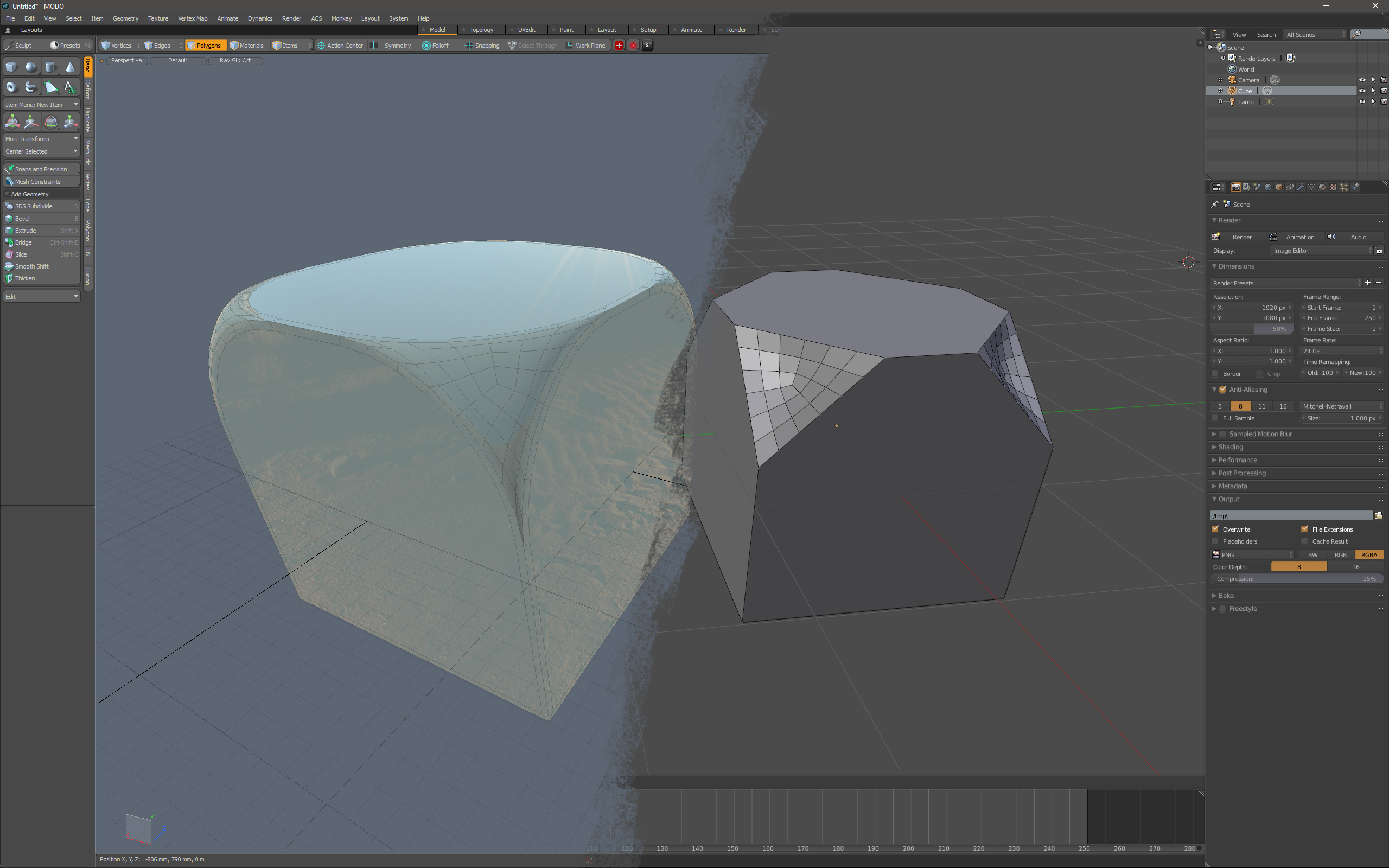 Vertex Bevel Tool in MODO and Blender: Different behaviours but both useful